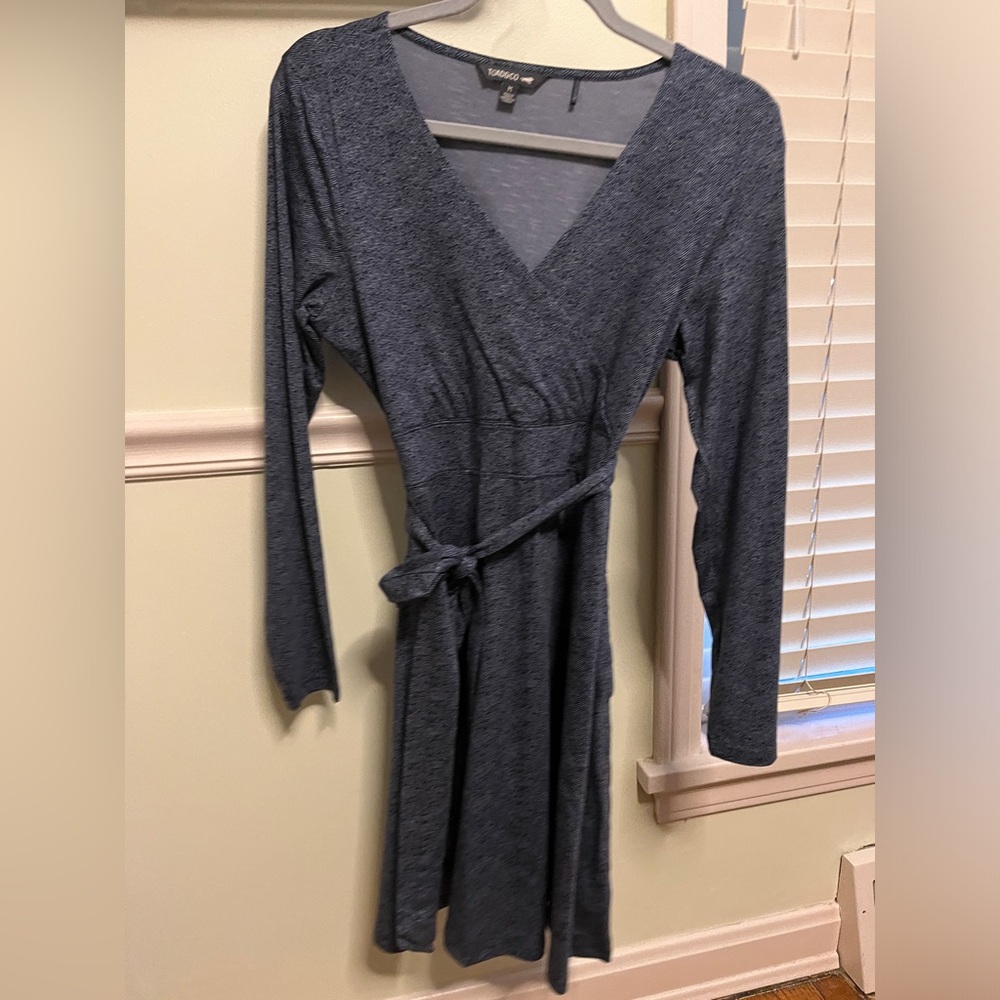 Wrap herringbone navy dress